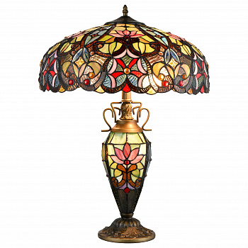 825-804-03 VELANTE Стиль Tiffany светильник настольный E27, 2x60W + E14, 1x25W