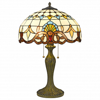 830-804-02 VELANTE Стиль Tiffany светильник настольный, E27, 2x60W