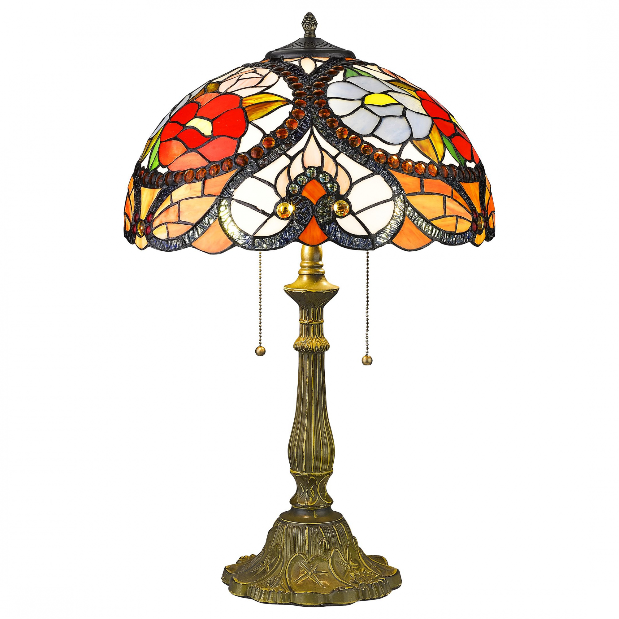 827-804-02 VELANTE Стиль Tiffany светильник настольный, E27, 2x60W